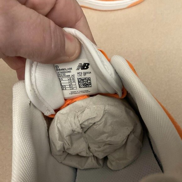 New! Womens New Balance 480 Leather Hot Mango/White Sneakers/Shoes. Size 8. - Picture 3 of 7